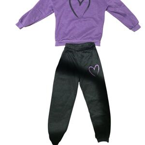 Reebok Kids Purple and Black jogger set with Reebok white flower jogger set